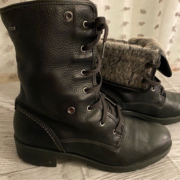 Clarks black combat lace up warm boots size 7.5 - Picture 5 of 16